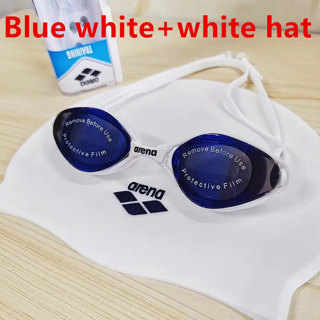 Professional Swimming Goggles with Silicone Cap - Waterproof Anti-Fog HD Vision