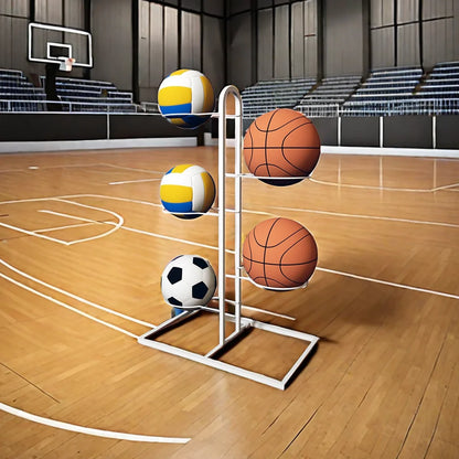 Carbon Steel Basketball Storage Rack - Multi-Layer Ball Organizer Stand for Basketball, Football, Volleyball (Home & School)