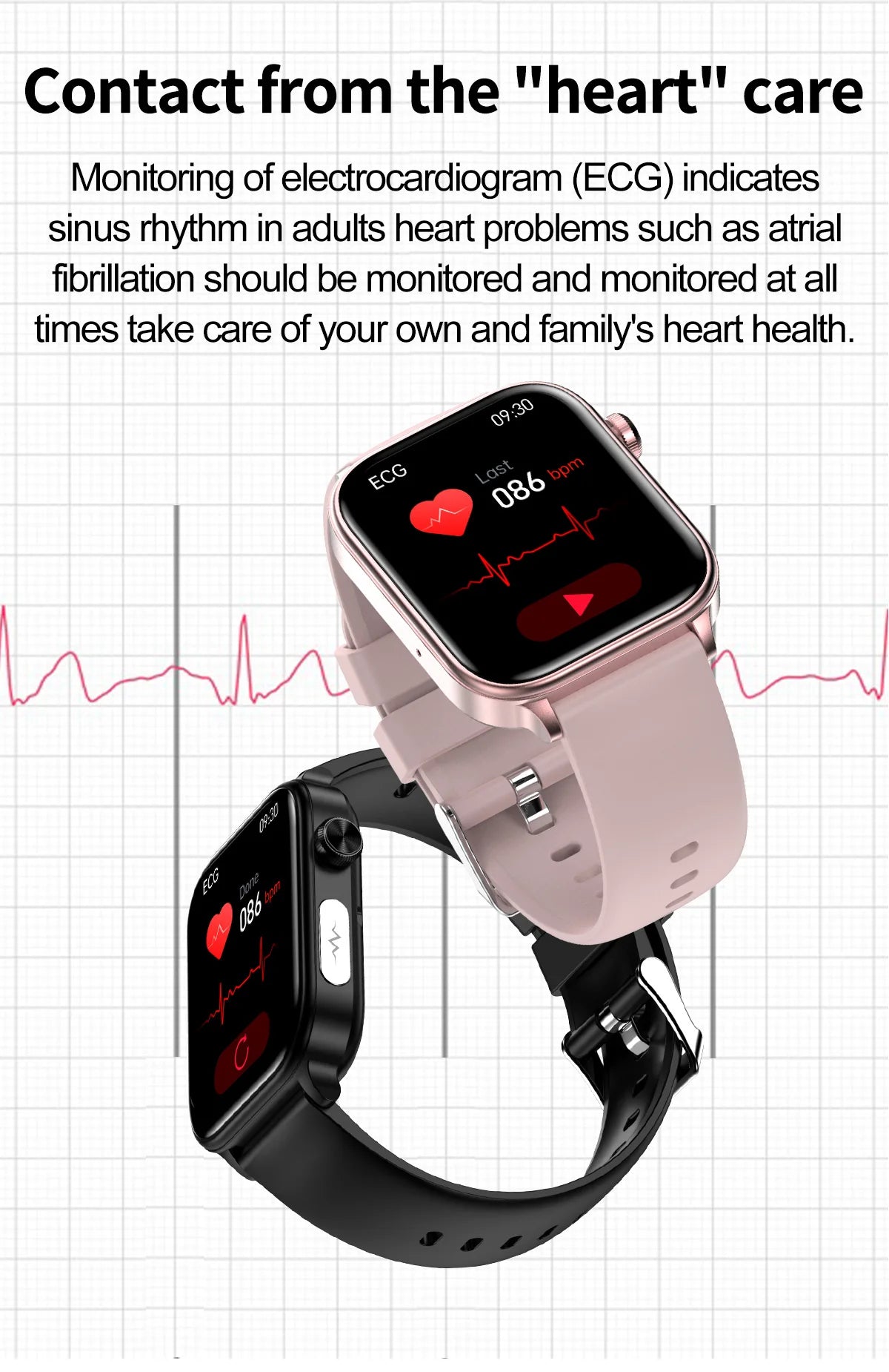 Advanced Health Monitoring Smart Watch - ECG+PPG, Blood Pressure, Heart Rate, 1.96" AMOLED Display, 100+ Sports Modes (Men & Women)