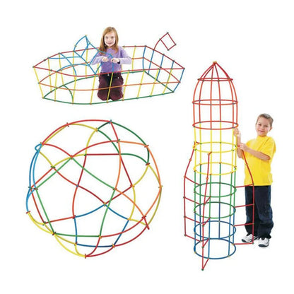 Colorful Straws and Connectors Building Set - Educational Engineering Toy for Motor Skills Development