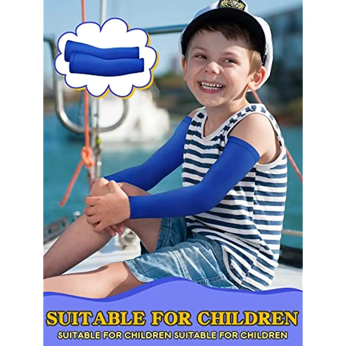 Kids UV Protection Arm Sleeves - Ice Silk Cooling Compression Sleeves for Boys & Girls Outdoor Sports (1 Pair)