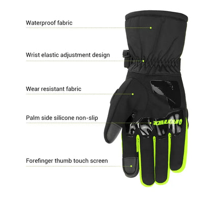 Waterproof Winter Motorcycle Gloves - Full Finger Protection with Touch Screen - Model WN-01