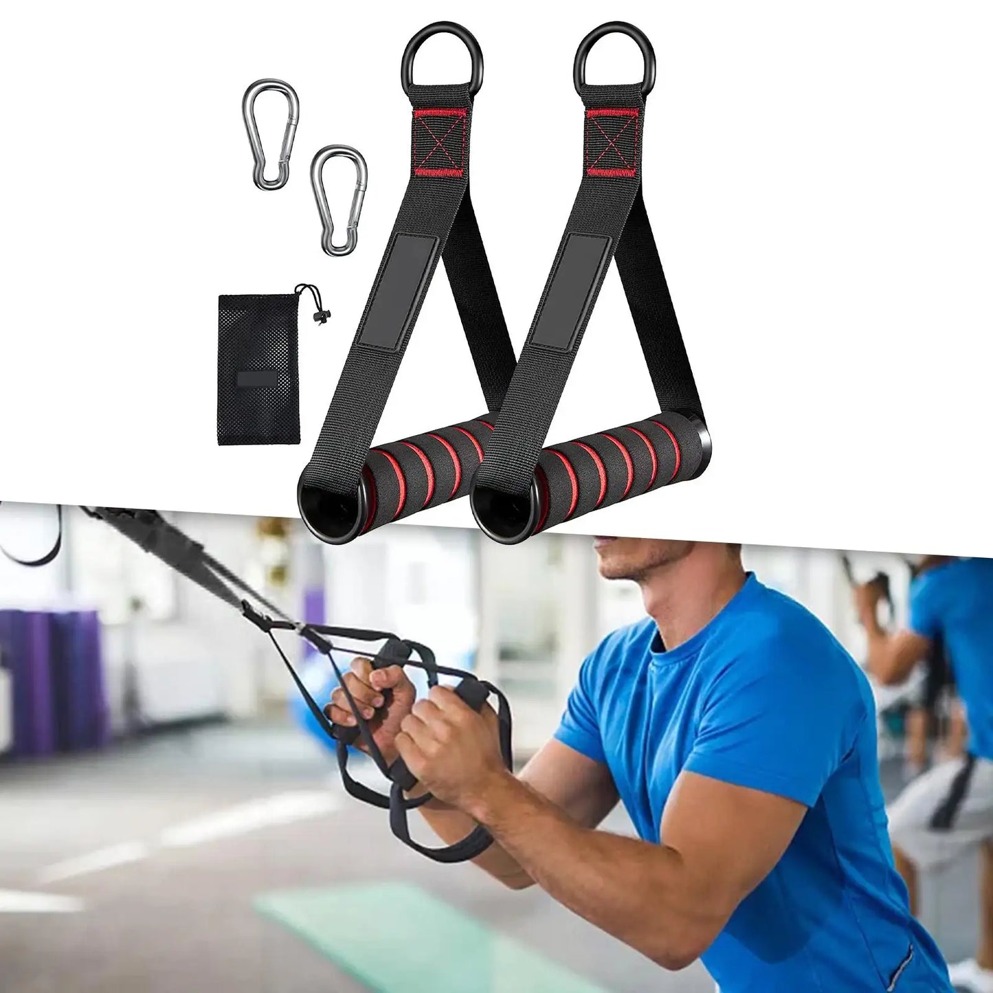 Exercise Handles for Cable Machines & Resistance Bands - 2 Pack