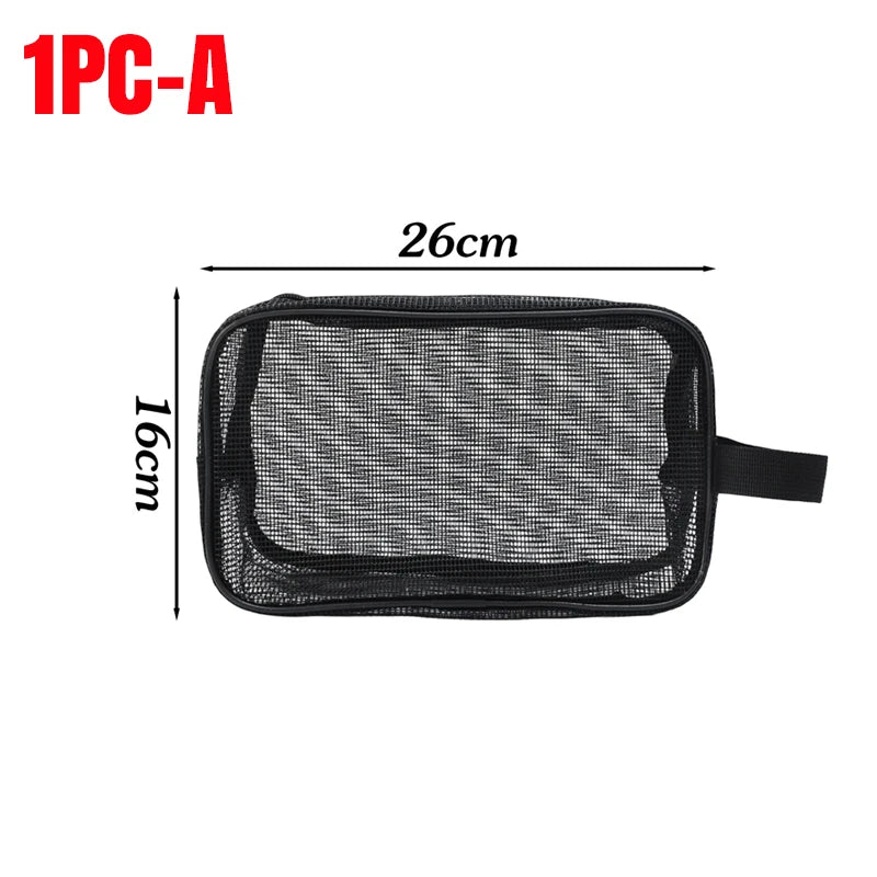 Large Capacity Mesh Toiletry Organizer - Travel Bathroom Storage Bag
