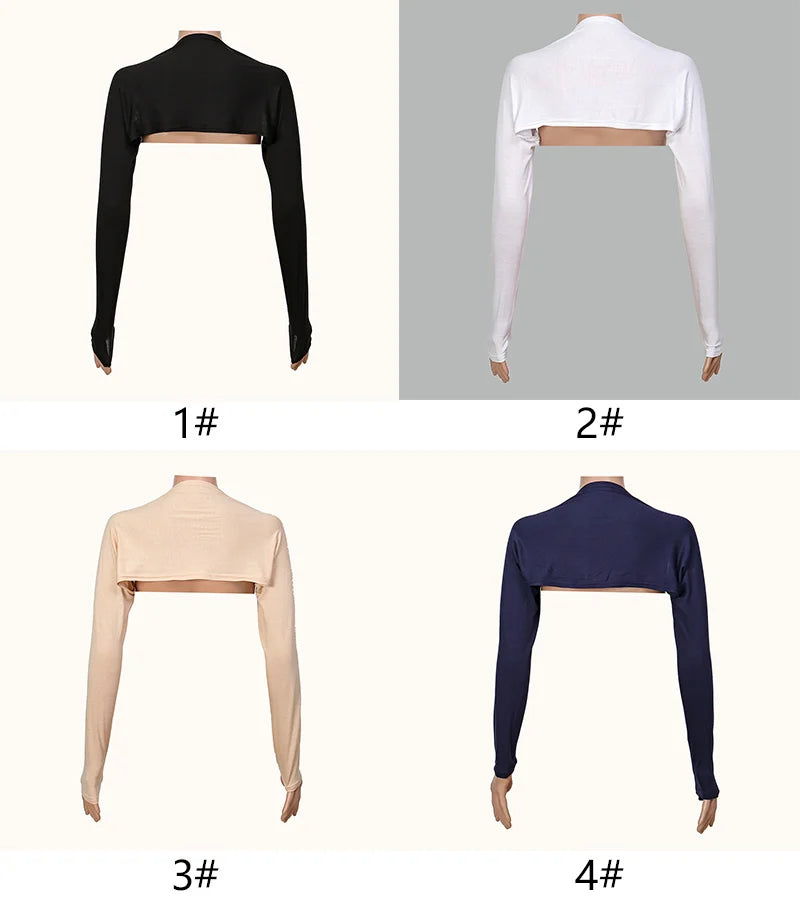 Muslim Jersey Arm Warmers - Cotton Modal Solid Color Oversleeve with Shoulder Coverage and Sun Protection