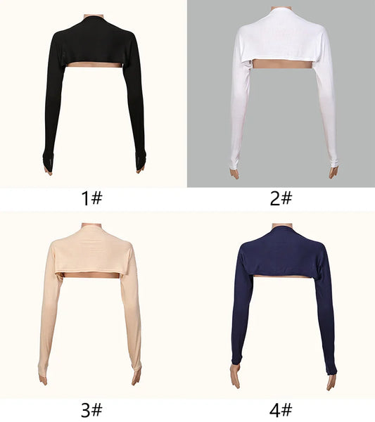 Muslim Jersey Arm Warmers - Cotton Modal Solid Color Oversleeve with Shoulder Coverage and Sun Protection