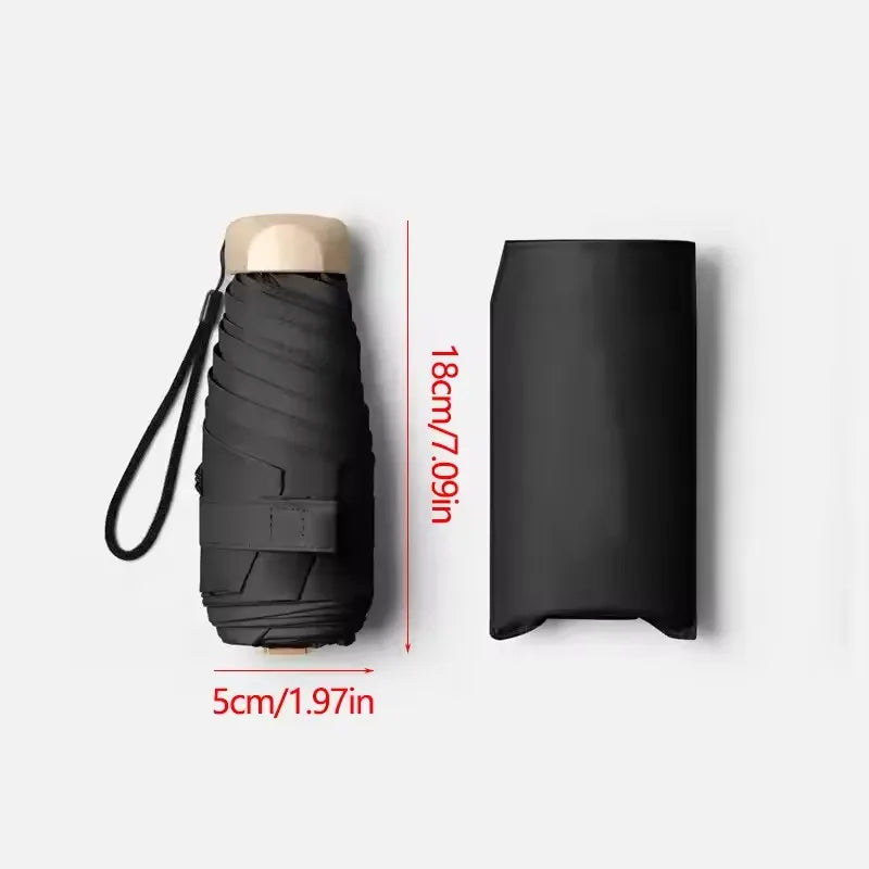 Mini Pocket Umbrella - Compact Folding Rain & Sun Parasol with UV Protection (Capsule Design)
