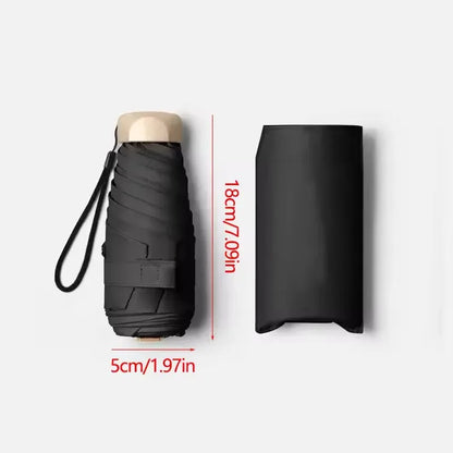 Mini Pocket Umbrella - Compact Folding Rain & Sun Parasol with UV Protection (Capsule Design)