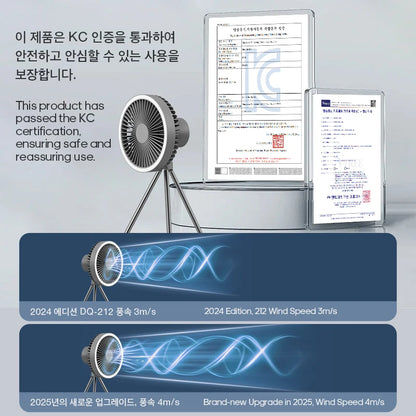 Rechargeable Camping Fan - 10000mAh Power Bank with LED Lighting | Portable Desktop & Wireless Ceiling Electric Circulator Fan