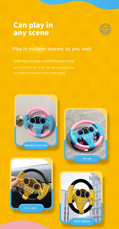 Kids Interactive Steering Wheel Toy - Educational Stroller Copilot with Sound Effects
