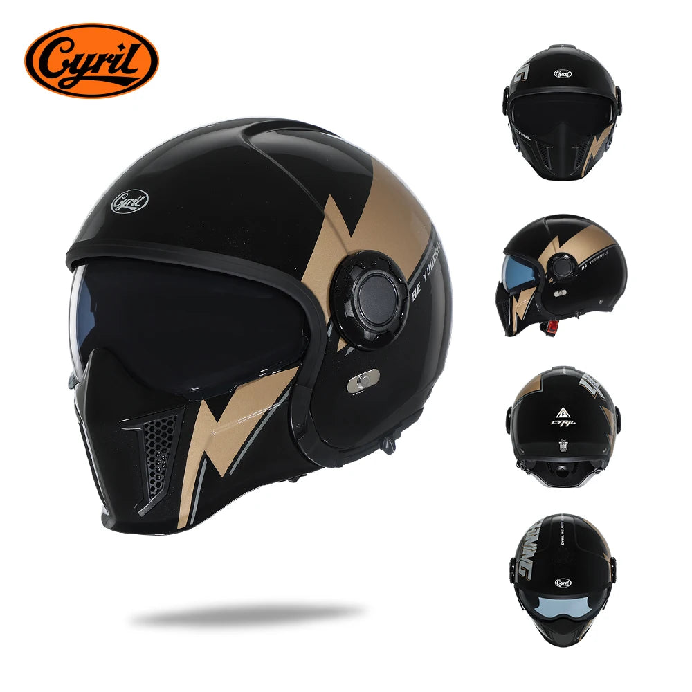 Modular Motorcycle Helmet - Full Face/Open Face 3/4 Dual Visor Helmet (ECE/DOT Certified, Unisex)