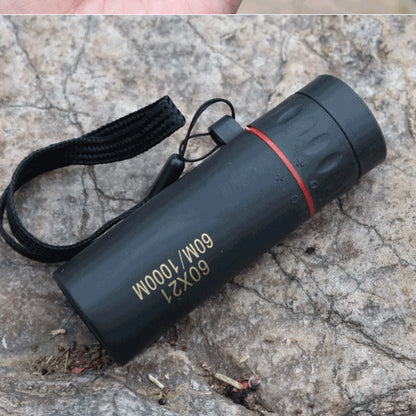 60x21 BAK4 Zoom Monocular Binoculars with Wrist Strap - Mini Portable Telescope for Outdoor Camping & Hunting