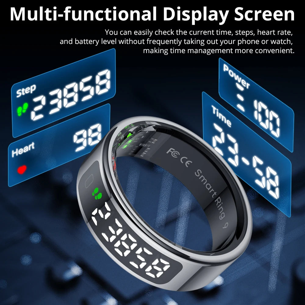 COLMI R12 Smart Ring 2025 - Touch Display Screen, Wireless Charging, Health Tracking, 5ATM Waterproof for Men & Women