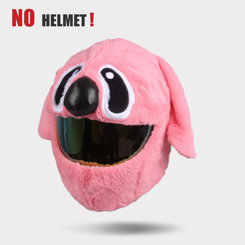 Cartoon Fluffy Plush Helmet Cover - Full-Face Motorcycle Protective Case