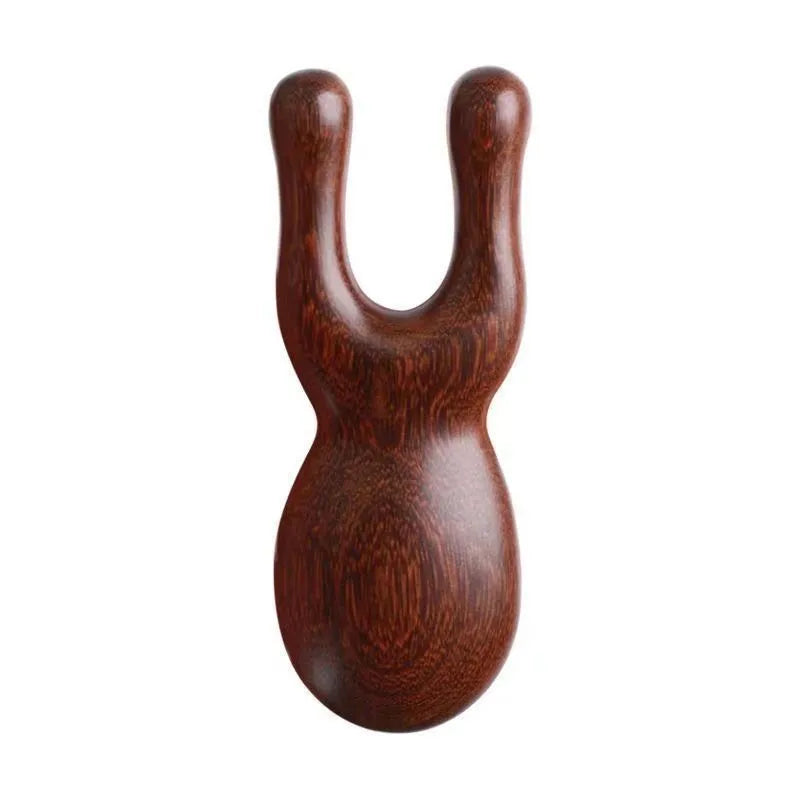 Natural Sandalwood Gua Sha Massage Tool - Bionic Finger Design for Face, Scalp & Body Recovery