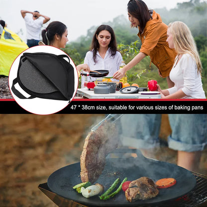 Waterproof Baking Pan Carrying Case with Anti-Scald Wood Handle - BBQ Grilling Skillet Storage Bag