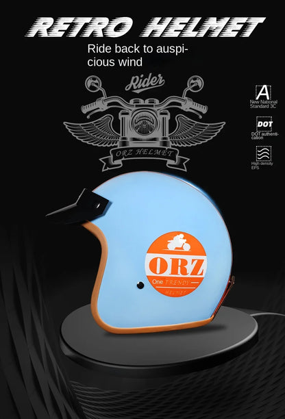Retro 3/4 Open-Face Motorcycle Helmet - Semi-Open Cross-Country Winter Riding Helmet