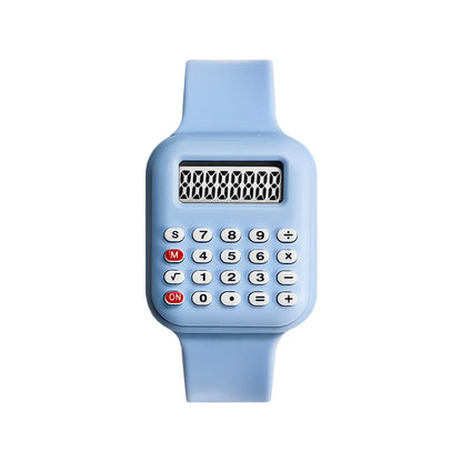 Kids Digital Calculator Watch – 2025 Rubber Strap with Time & Date Display for Girls & Students