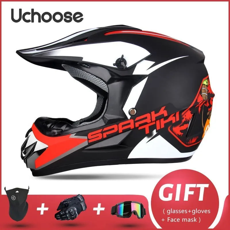 DOT Certified Professional Off-Road Motorcycle Helmet - Adults & Children - Downhill Racing Motor Helmet with Free Gift