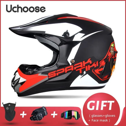 DOT Certified Professional Off-Road Motorcycle Helmet - Adults & Children - Downhill Racing Motor Helmet with Free Gift