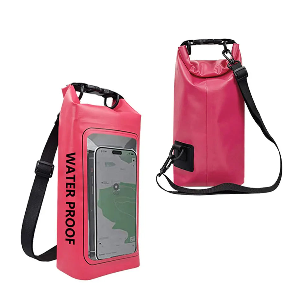 PVC Waterproof Dry Bag 2L - Touch Screen Phone Pouch for Swimming Rafting Surfing Boating - Shoulder Bag