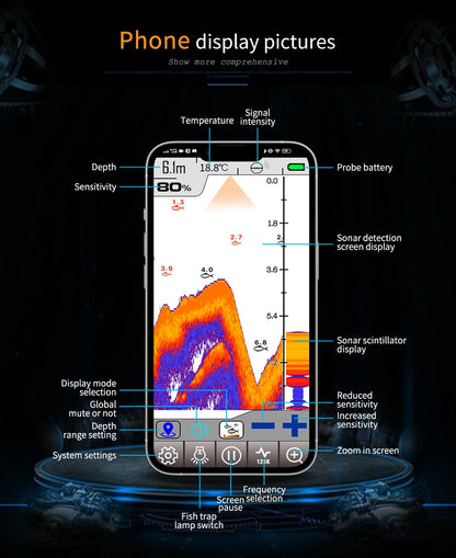 WiFi Fish Finder 100M - Wireless Sonar Echo Finder for Lake & Sea Fishing (iOS & Android)