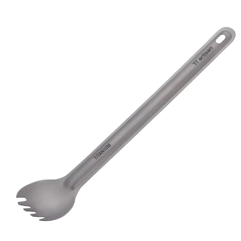 Ultralight Titanium Long Handle Spork - Portable Outdoor Camping Cutlery & Tableware by Tiartisan