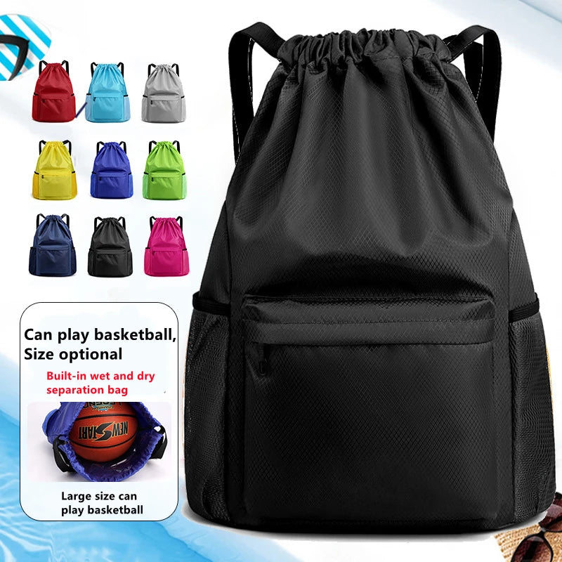 Large Capacity Drawstring Backpack - Sports String Bag for Gym, Swim & Beach - Women & Men