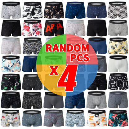 Men's Printed Fashion Boxer Briefs - 4/5 Pack European & American Sizes, Plus Size Comfortable Underwear & Swim Trunks