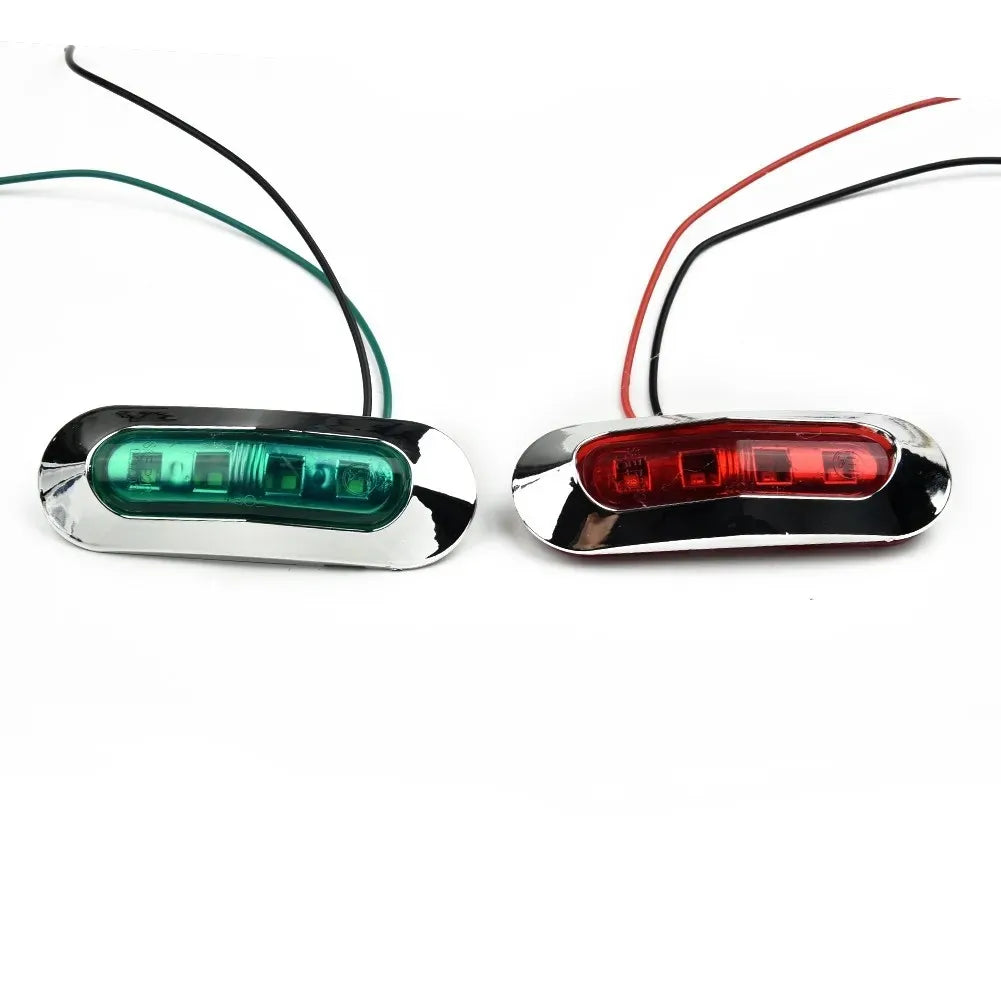 Marine LED Navigation Light Kit - Red & Green 12-24V Waterproof Boat Signal Lights (2-Pack)