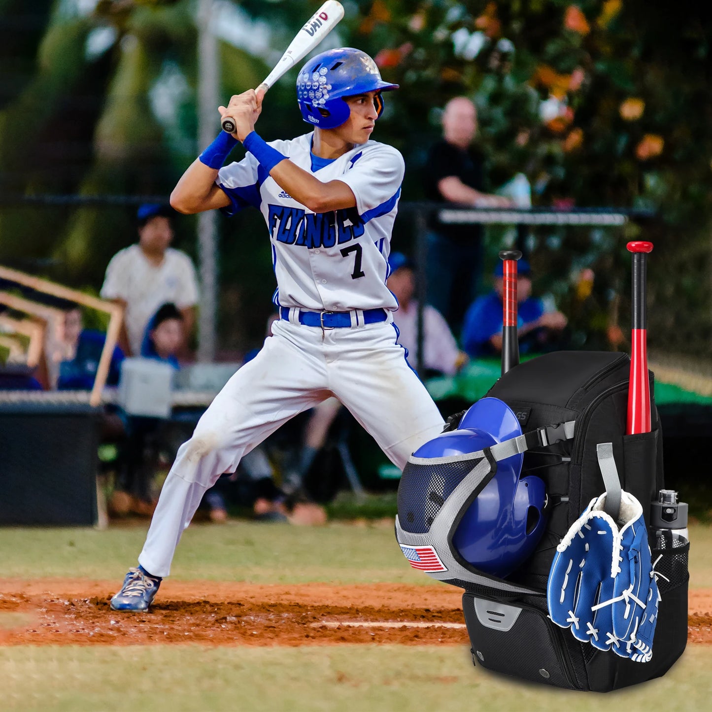 Youth Baseball Softball Backpack - Large Capacity Equipment Bag with Shoe Compartment