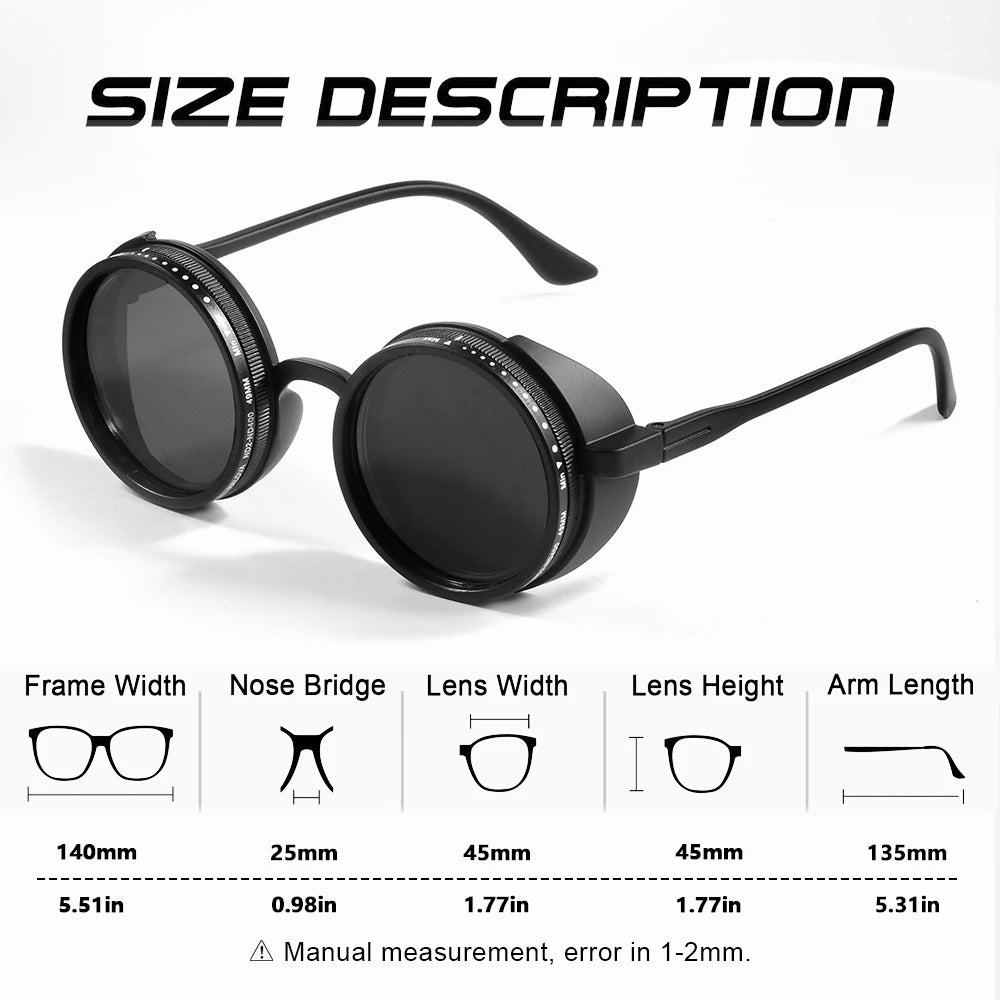 CRIXALIS Handmade Polarized Sunglasses - ND 1-9 Manual Adjustable Dimming, Retro Steampunk Style UV400 Fishing Eyewear