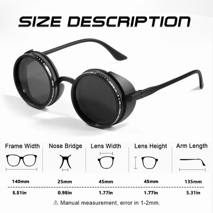 CRIXALIS Handmade Polarized Sunglasses - ND 1-9 Manual Adjustable Dimming, Retro Steampunk Style UV400 Fishing Eyewear