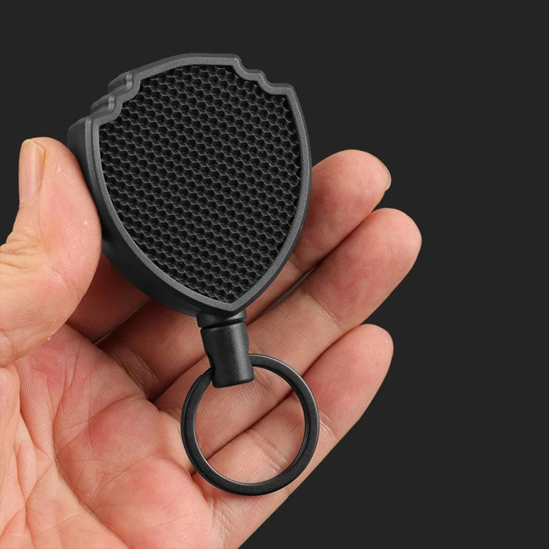 Heavy Duty Retractable Keychain Reel - Metal Carabiner Clip with 100cm Steel Cord - Unisex