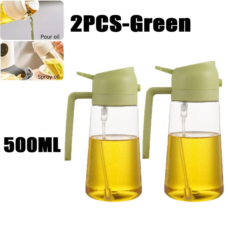Multi-Size Oil Spray Bottle Set (200ml/300ml/500ml) - BBQ Cooking Olive Oil Sprayer for Kitchen Baking, Empty Refillable Vinegar Bottle with Oil Brush