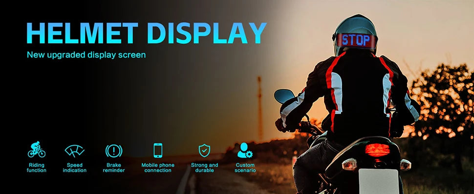 Smart RGB LED Motorcycle Helmet Display - APP Programmable Night Riding Warning Light with DIY Taillight Screen