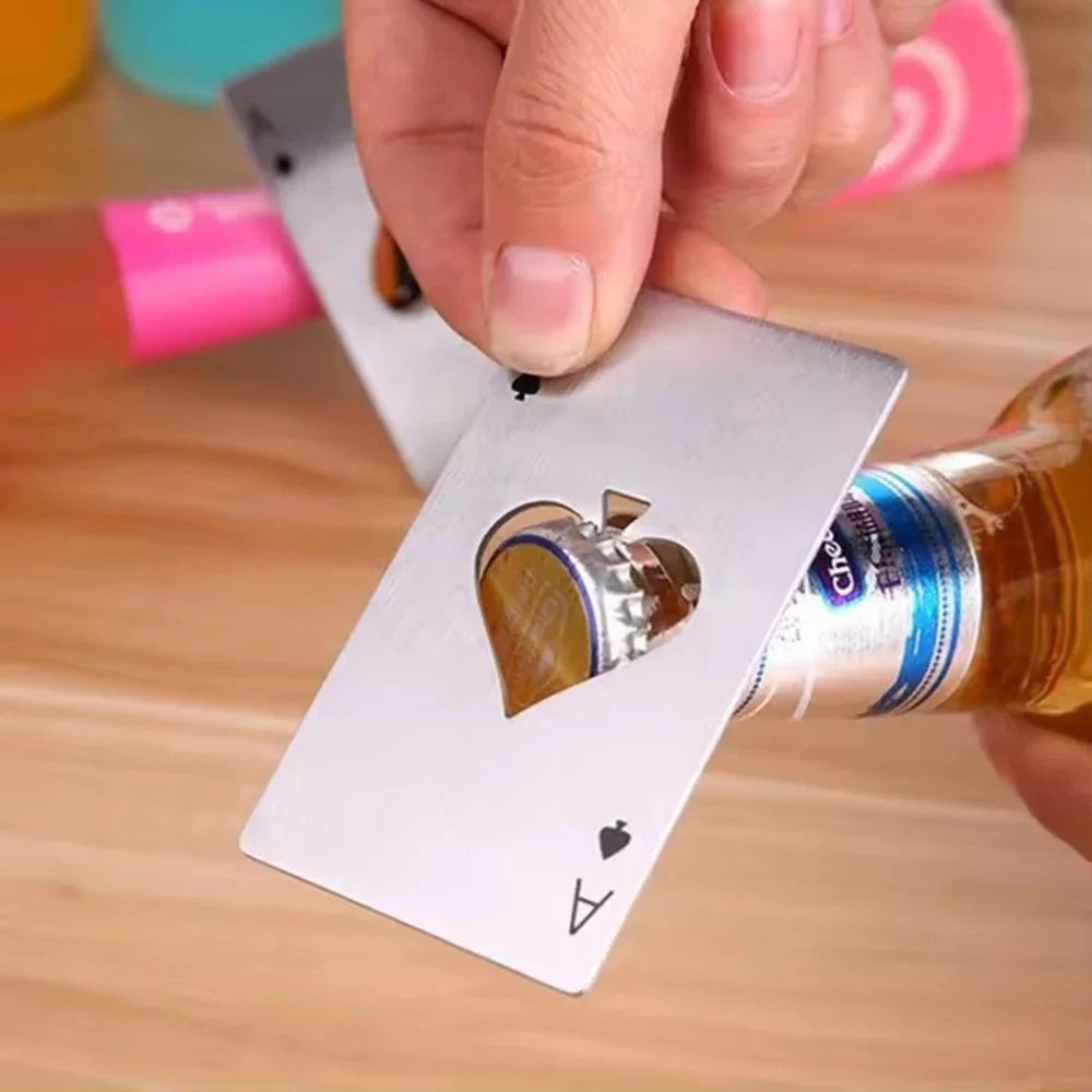Stainless Steel Playing Card Bottle Opener - Ace of Spades Credit Card Size Beer & Wine Opener
