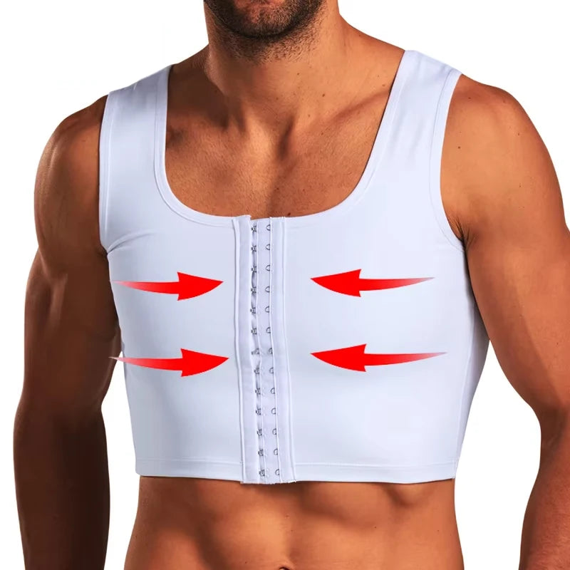 Men's Compression Vest - Nylon-Spandex Slimming Undershirt Tank Top for Chest & Torso Support