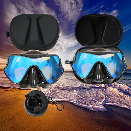 Professional Snorkeling Mask Set Tempered Glass Diving Goggles Foldable Dry Snorkel Tube Travel Case Anti-Fog Silicone