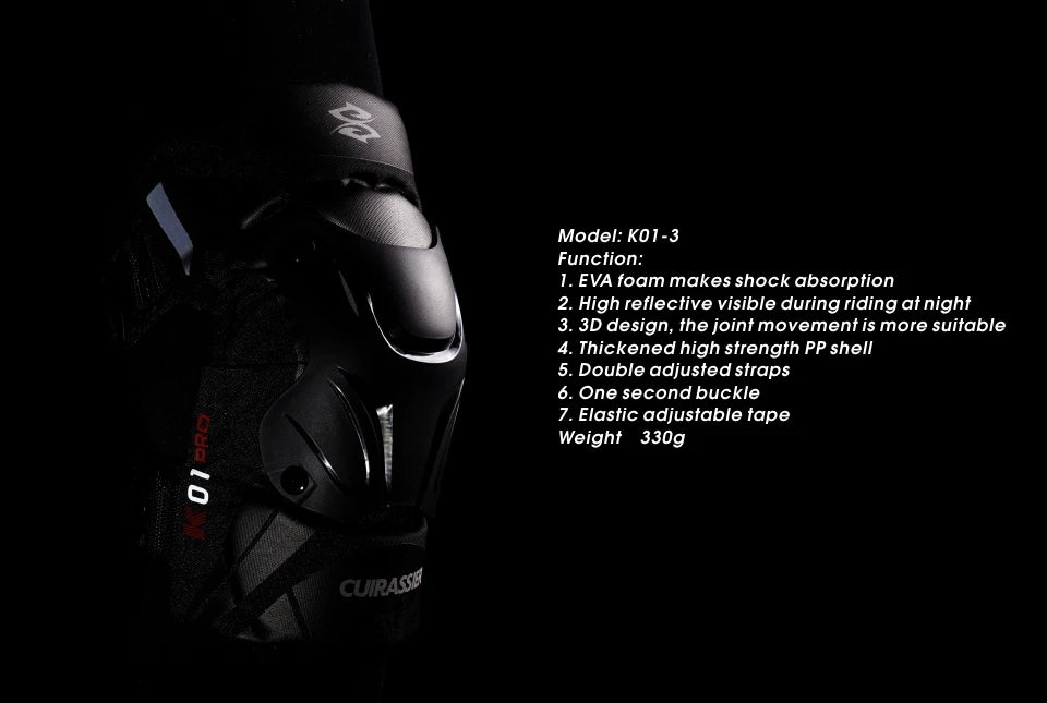 Cuirassier MX Motorcycle Knee Pads - Night Reflective Motocross Racing Guards Protection