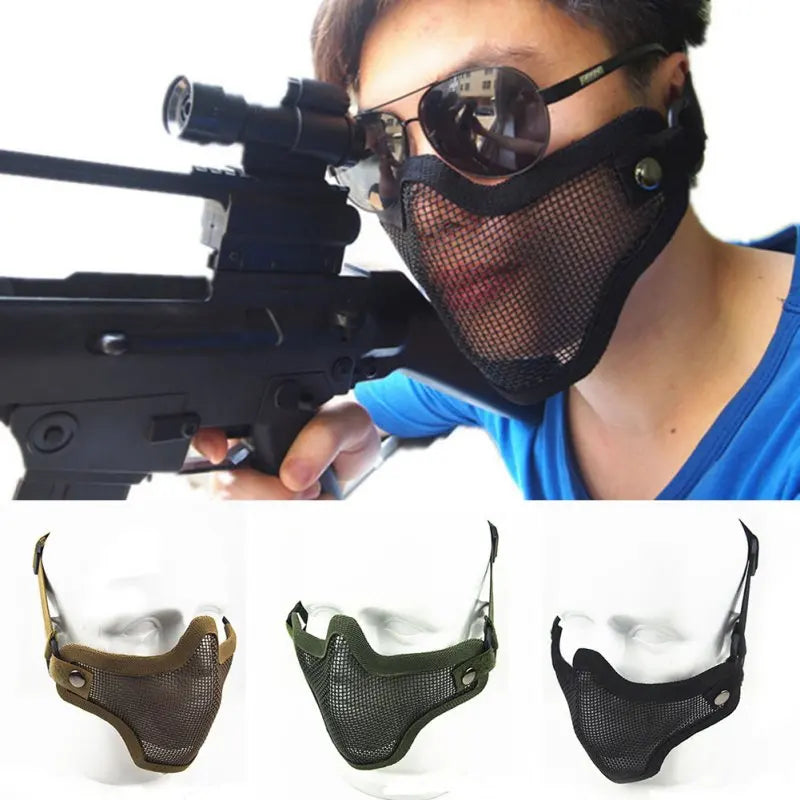 Tactical Steel Mesh Half Face Mask - Camouflage Protective Gear for Paintball, Airsoft & Hunting