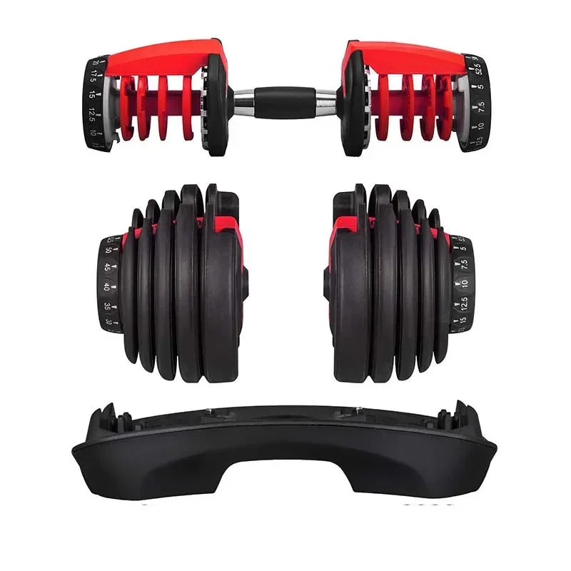 Adjustable Dumbbell Set 24KG - Rubber-Coated Home Gym Equipment with Anti-Slip Handle
