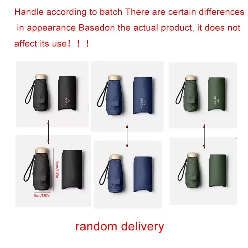 Mini Pocket Umbrella - Compact Folding Rain & Sun Parasol with UV Protection (Capsule Design)