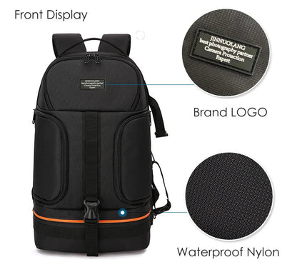 Large Capacity Camera Backpack - Waterproof Oxford DSLR Bag with 15.6" Laptop Compartment