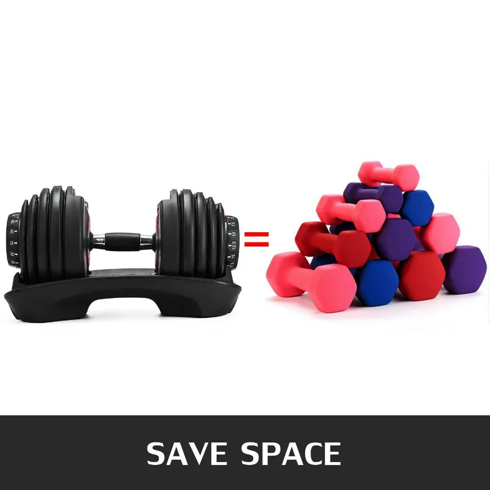 Adjustable Dumbbell Set 24KG - Rubber-Coated Home Gym Equipment with Anti-Slip Handle