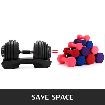 Adjustable Dumbbell Set 24KG - Rubber-Coated Home Gym Equipment with Anti-Slip Handle
