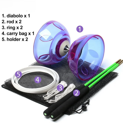 Diabolo Chinese Yoyo Set - Portable Fitness Gear for Agility Exercise (Adults, Kids & Elderly - Indoor/Outdoor)