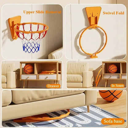 Wall-Mounted Foldable Basketball Hoop - Indoor Training System for Kids