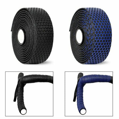 Road Bike Handlebar Tape - Anti-Slip EVA Foam Bar Wrap with Shock Absorption - Faux Leather Cycling Grip Tape with End Plugs (1 Pair)