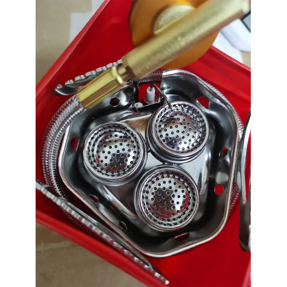 Professional 3-Head Gas Stove - 5800W Folding Camping Burner - Portable Backpacking Furnace for Outdoor Hiking, Picnic & BBQ